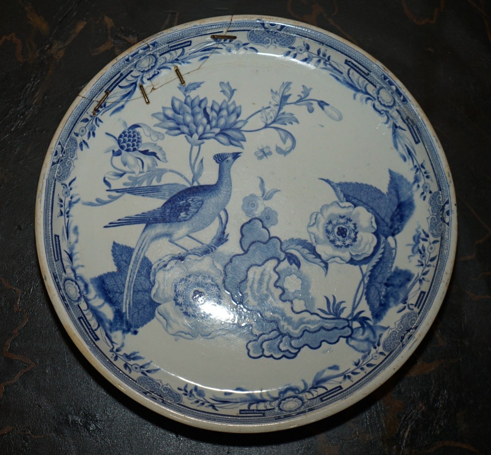 Antique Repaired Mid 19th Century Stone China Chinese Porcelain Charger Plate photo furniture