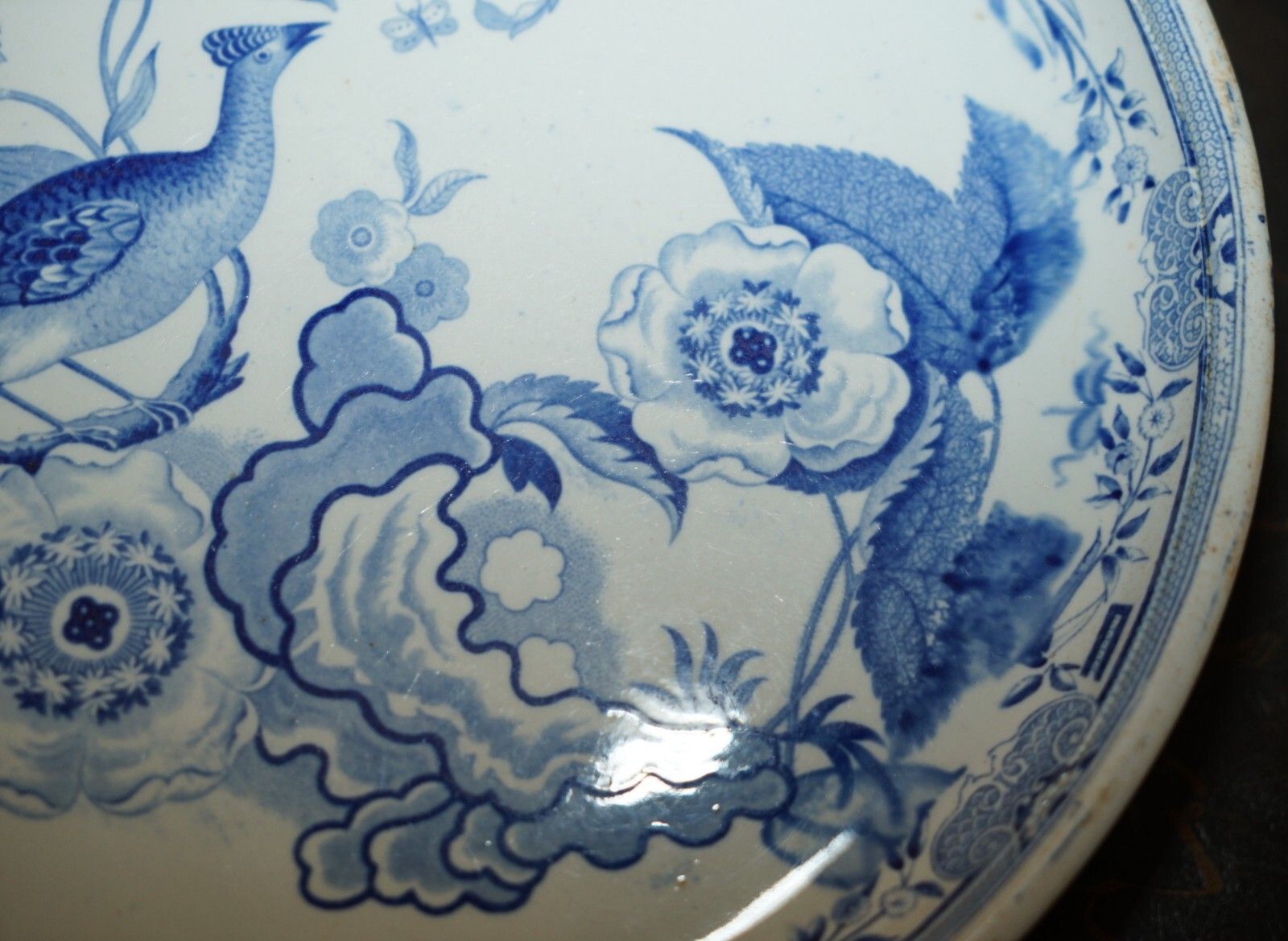 Antique Repaired Mid 19th Century Stone China Chinese Porcelain Charger Plate photo buy