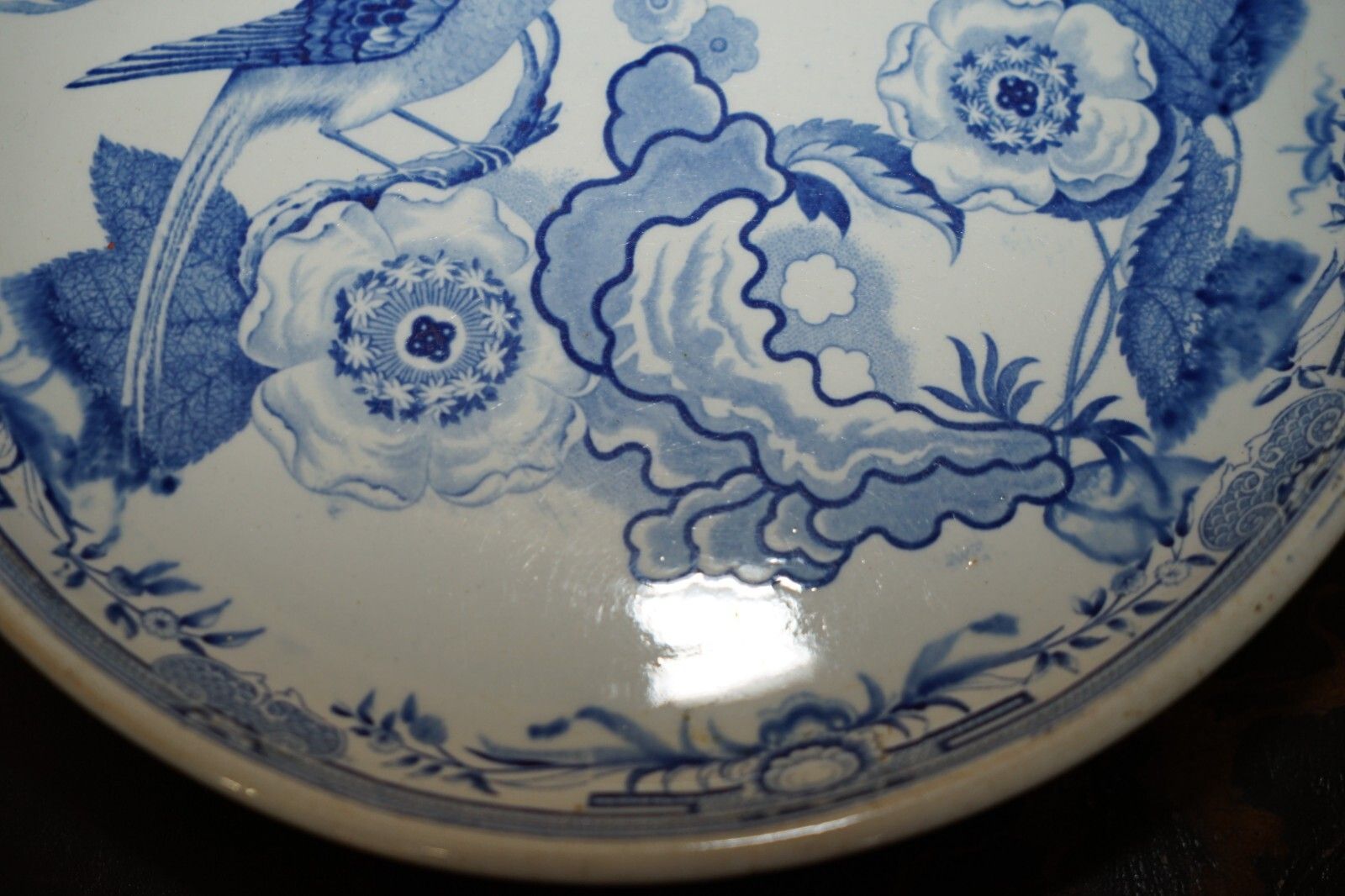 Antique Repaired Mid 19th Century Stone China Chinese Porcelain Charger Plate photo vintage