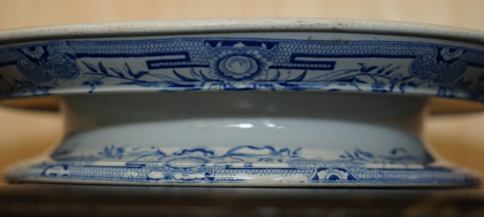 Home Decor Antique Repaired Mid 19th Century Stone China Chinese Porcelain Charger Plate photo