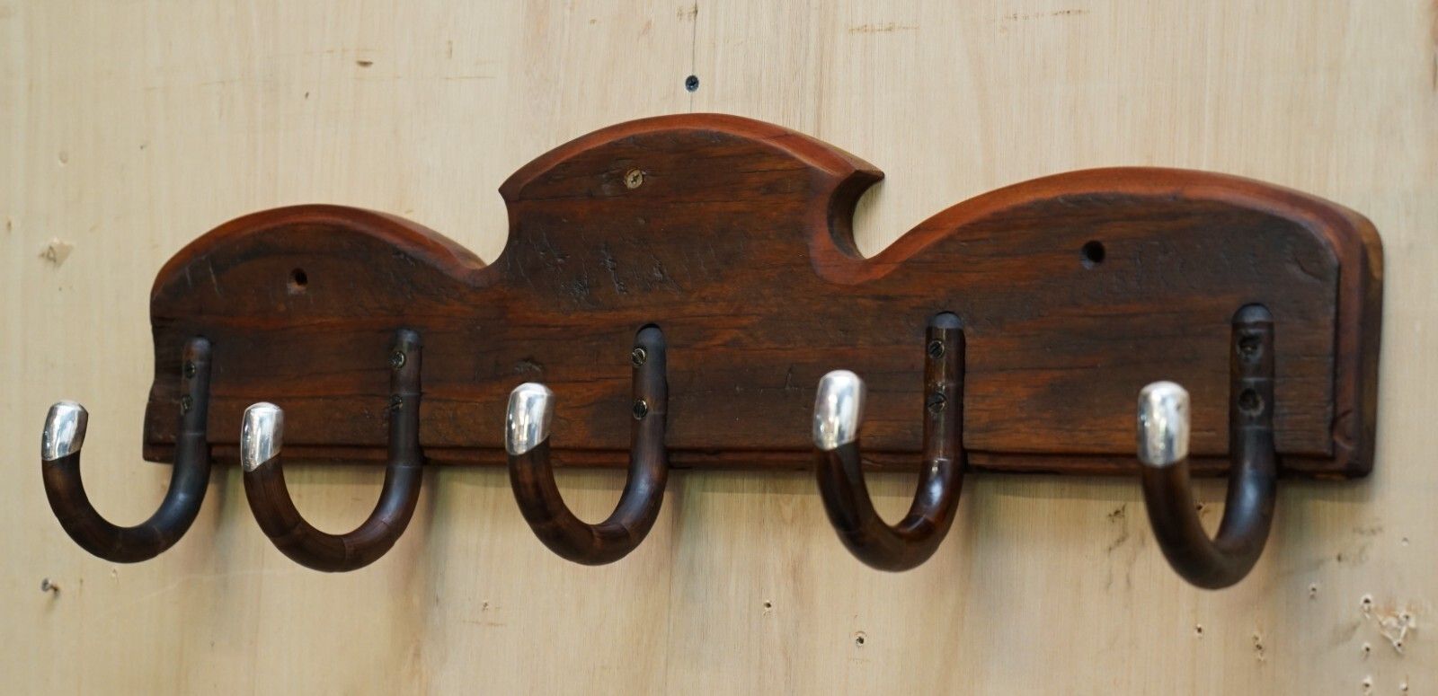 Antique Victorian Sterling Silver Mounted London Made Walking Stick Coat Rack