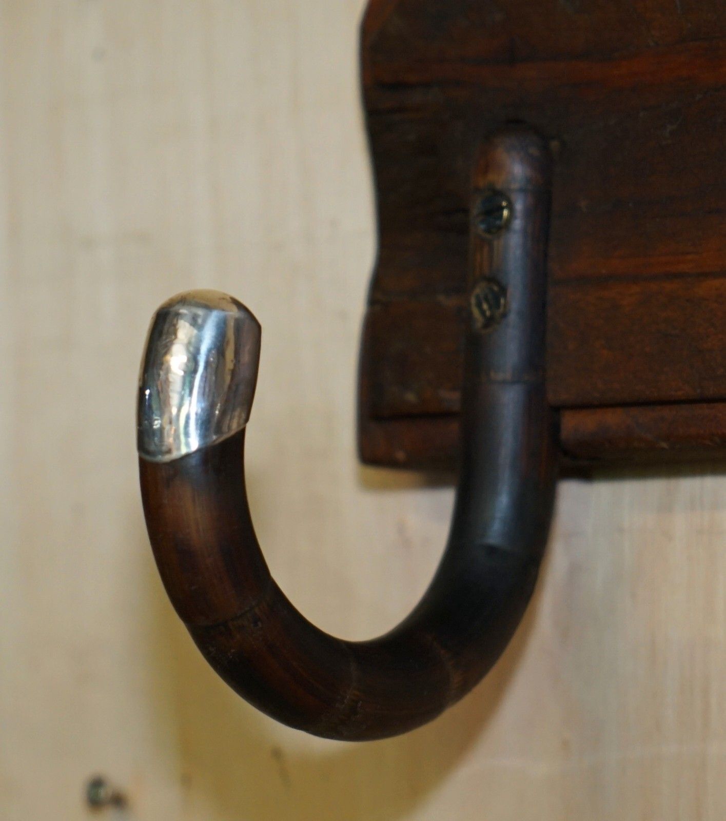Antique Victorian Sterling Silver Mounted London Made Walking Stick Coat Rack photo for sale