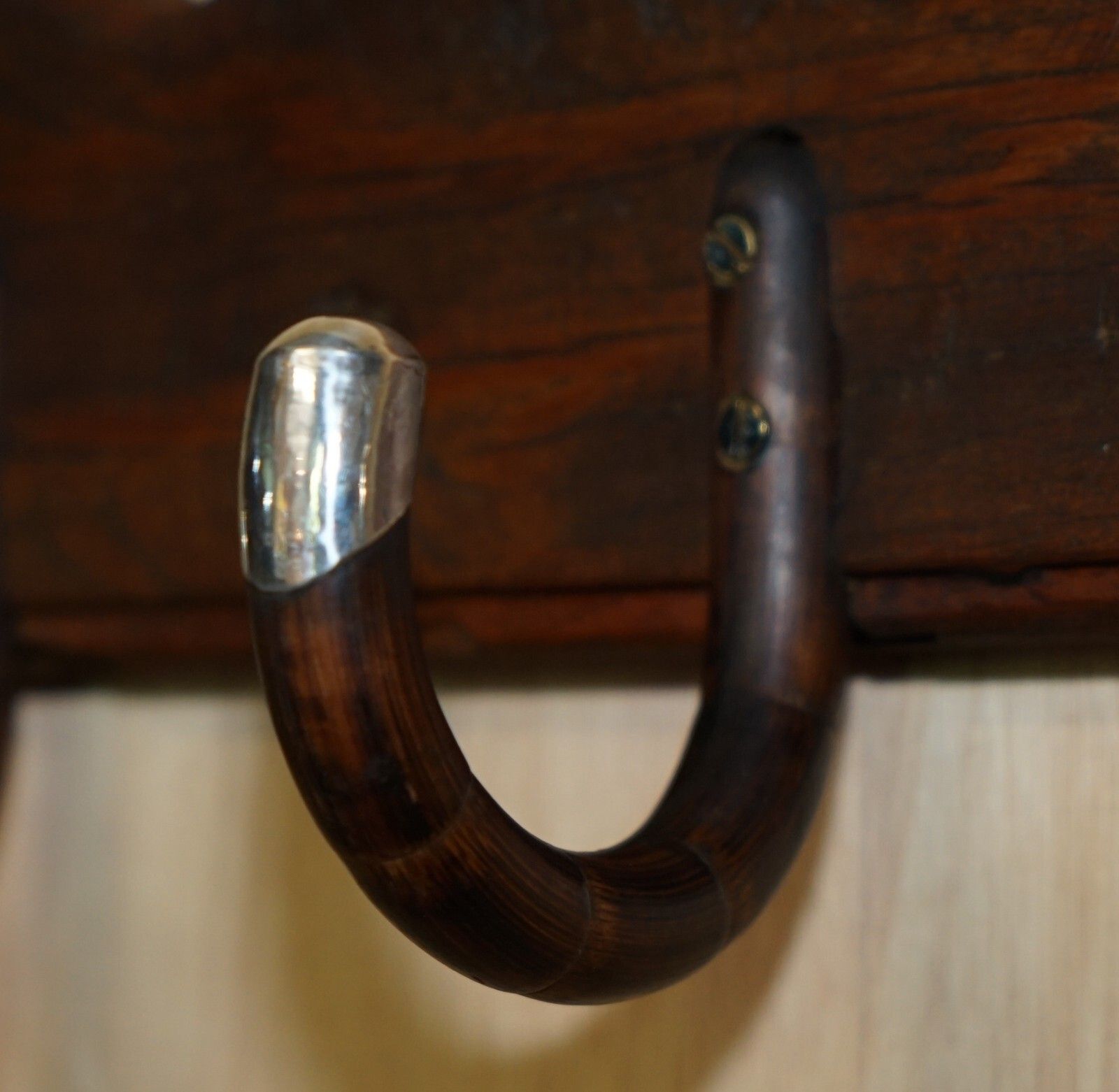 Antique Victorian Sterling Silver Mounted London Made Walking Stick Coat Rack photo 895.0