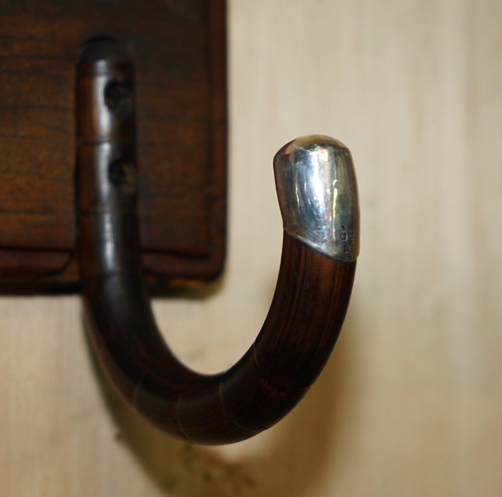 Antique Victorian Sterling Silver Mounted London Made Walking Stick Coat Rack photo buy