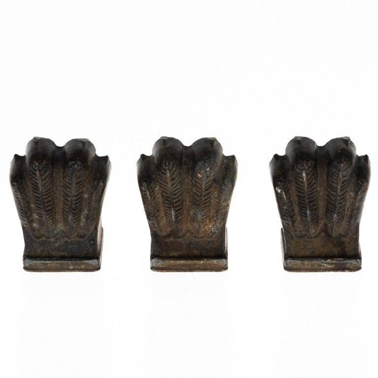 Antique Set Of Three Paw Footed Furniture Wheel Mounts