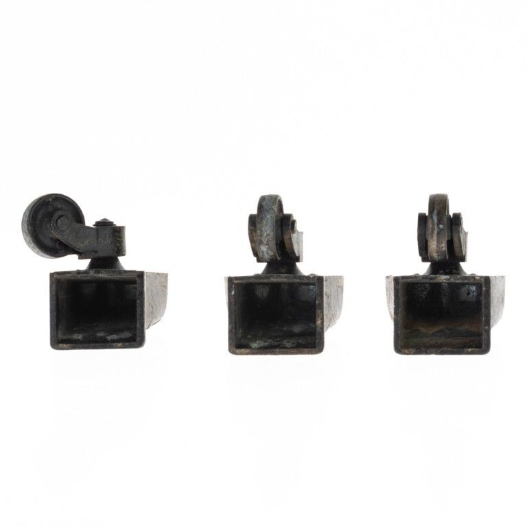 Antique Set Of Three Paw Footed Furniture Wheel Mounts photo for sale