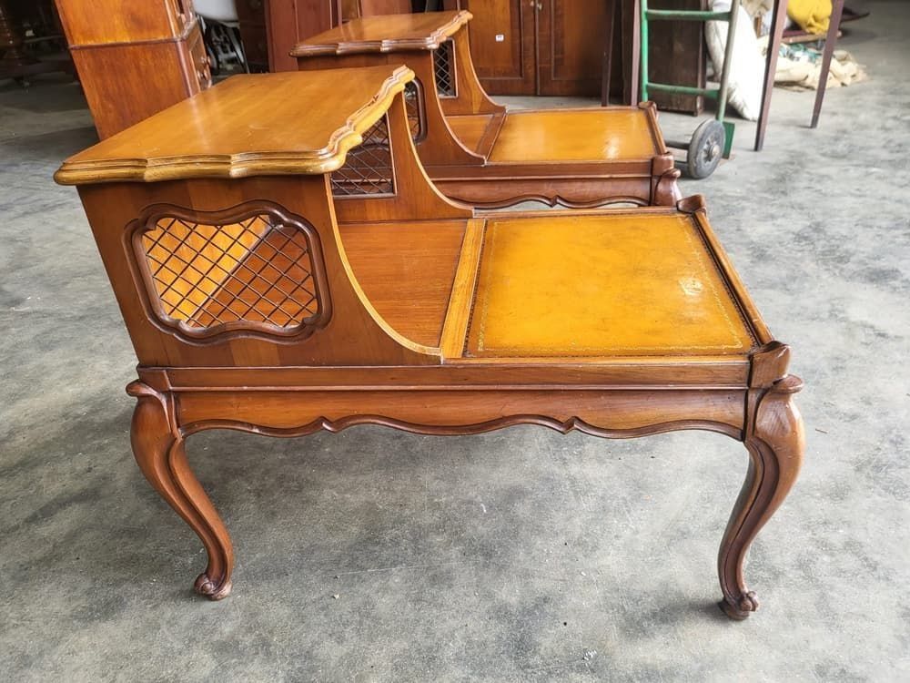 Pair Antique Repro French Side End Sofa Tables Cabriole Legs photo furniture