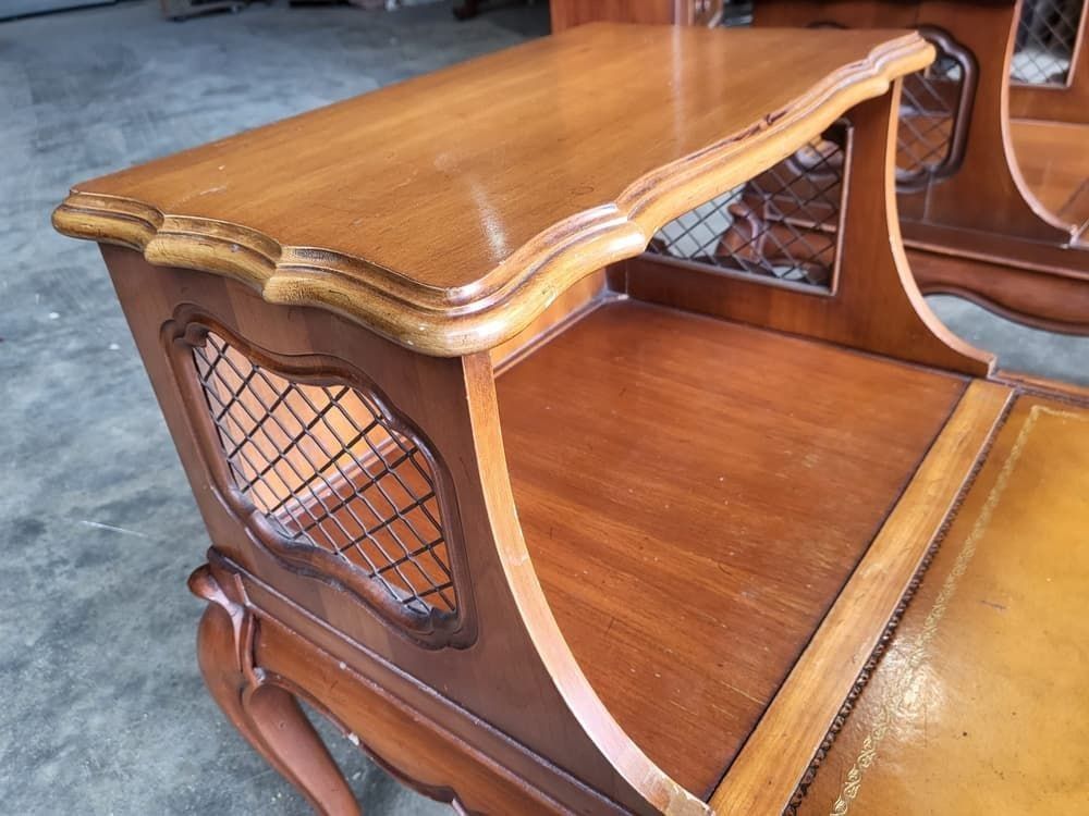 Pair Antique Repro French Side End Sofa Tables Cabriole Legs photo vintage