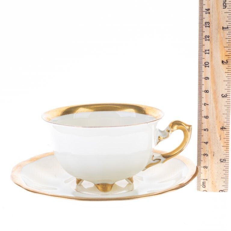German Koenigszelt Gilt Porcelain Teacup With Saucer photo for sale