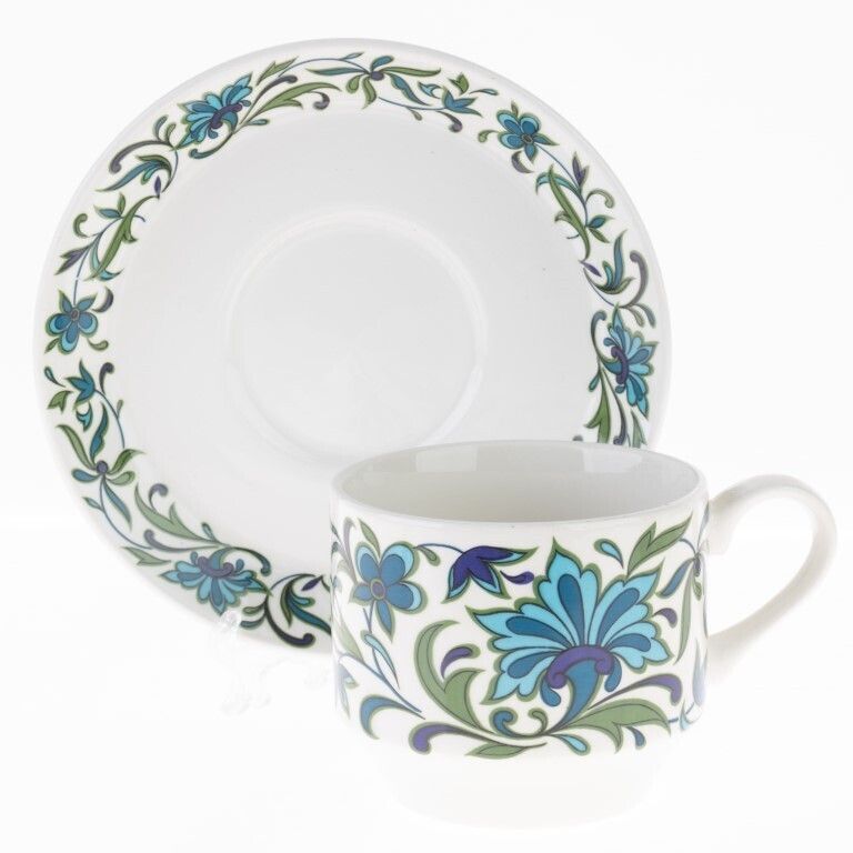 Staffordshire Porcelain Floral Pattern Ceramic Porcelain Teacup With Saucer