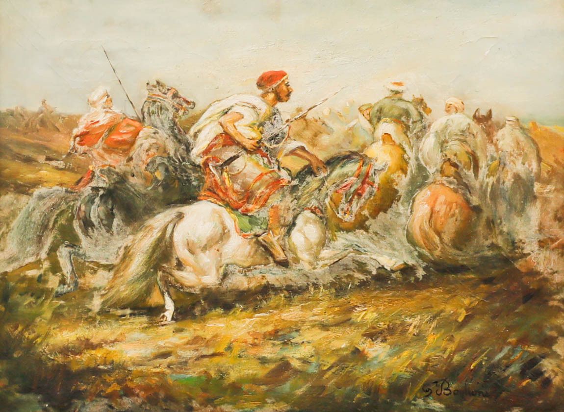 S. Boglioni   Early 20th Century Oil, The Charge photo furniture