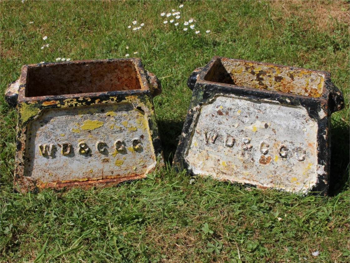 Two Cast Iron Weymouth Dorchester Golf Club Hole Markers Planters. C1893