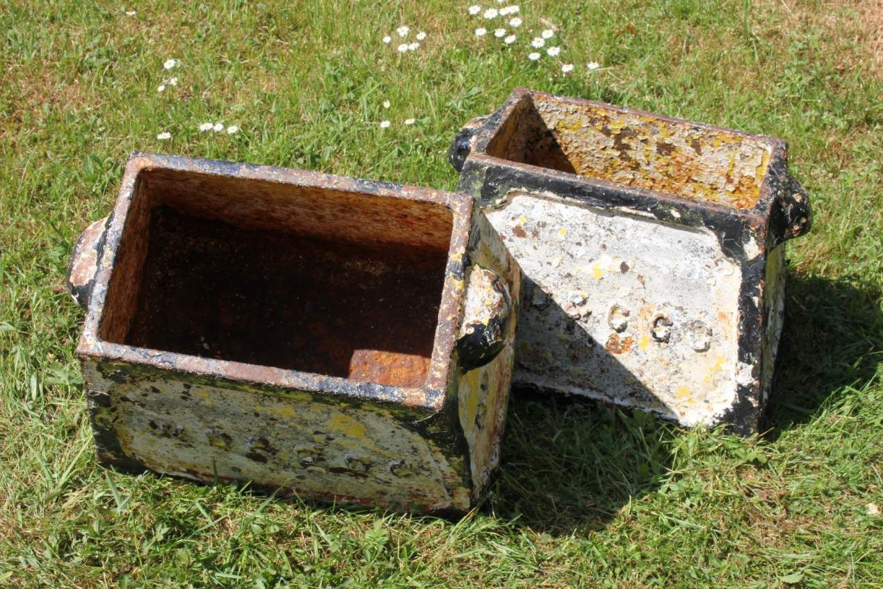 photo buy Two Cast Iron Weymouth Dorchester Golf Club Hole Markers Planters. C1893