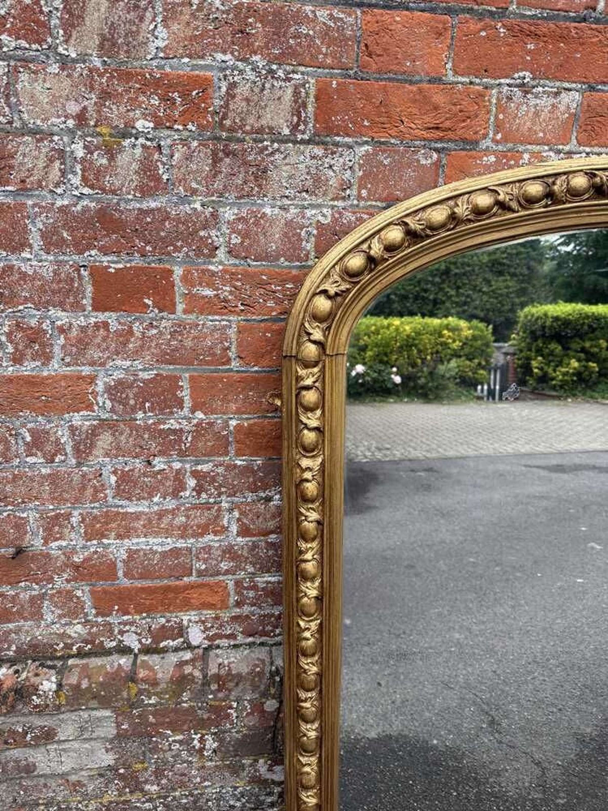 An Exceptional Large Antique English 19th C Arched Top Gilt Overmantle Mirror photo furniture