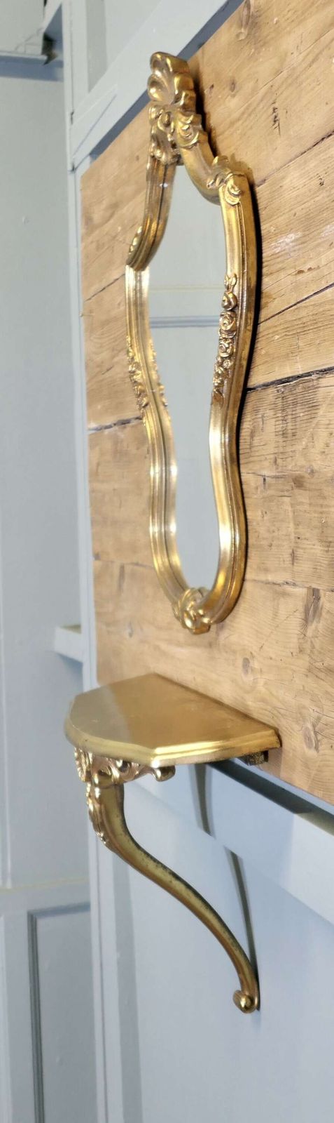 Gilt Console Mirror With Shelf photo furniture