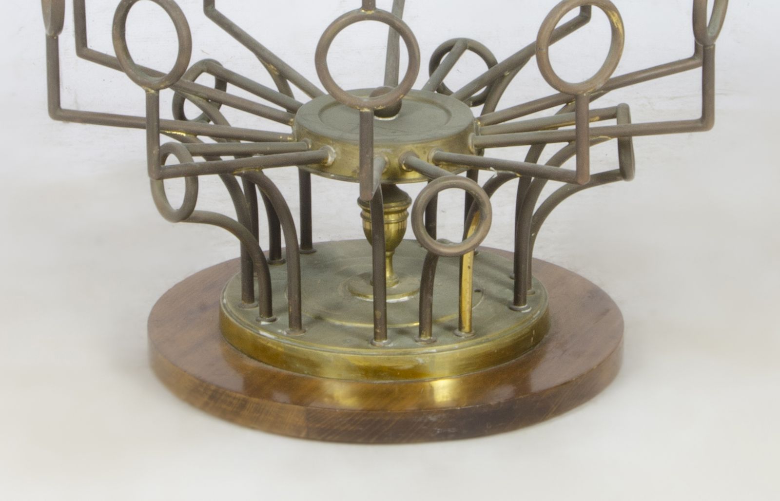 1940s Mid Century Modern Circular Glass Side Table With Bronze Structure, France photo vintage