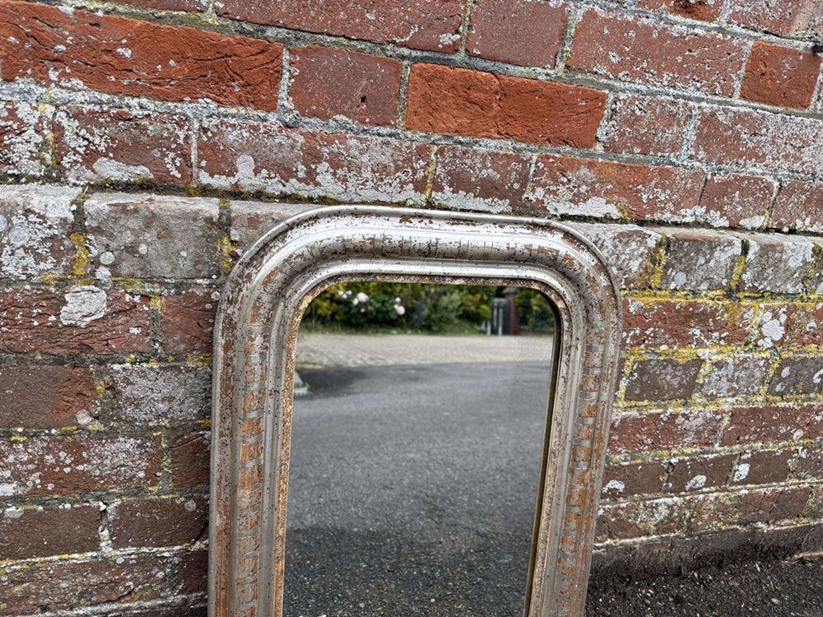 A Superb Good Size Late 19th C French Carved Wood & Gesso Silvered Arched Top Mirror photo 395.0