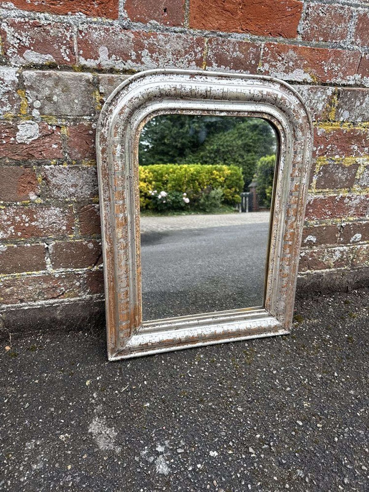 A Superb Good Size Late 19th C French Carved Wood & Gesso Silvered Arched Top Mirror photo vinterior