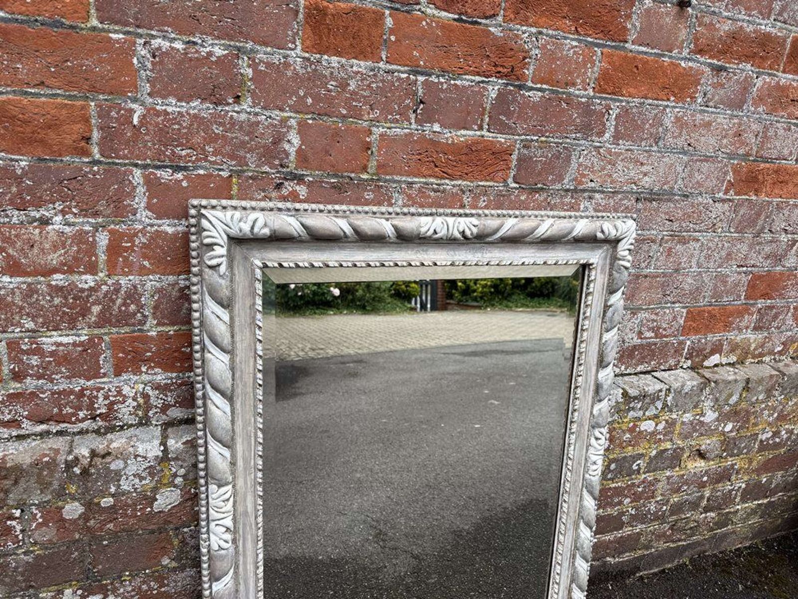 A Delightful Early 20th C English Carved Wood & Gesso Painted Mirror. photo 595.0