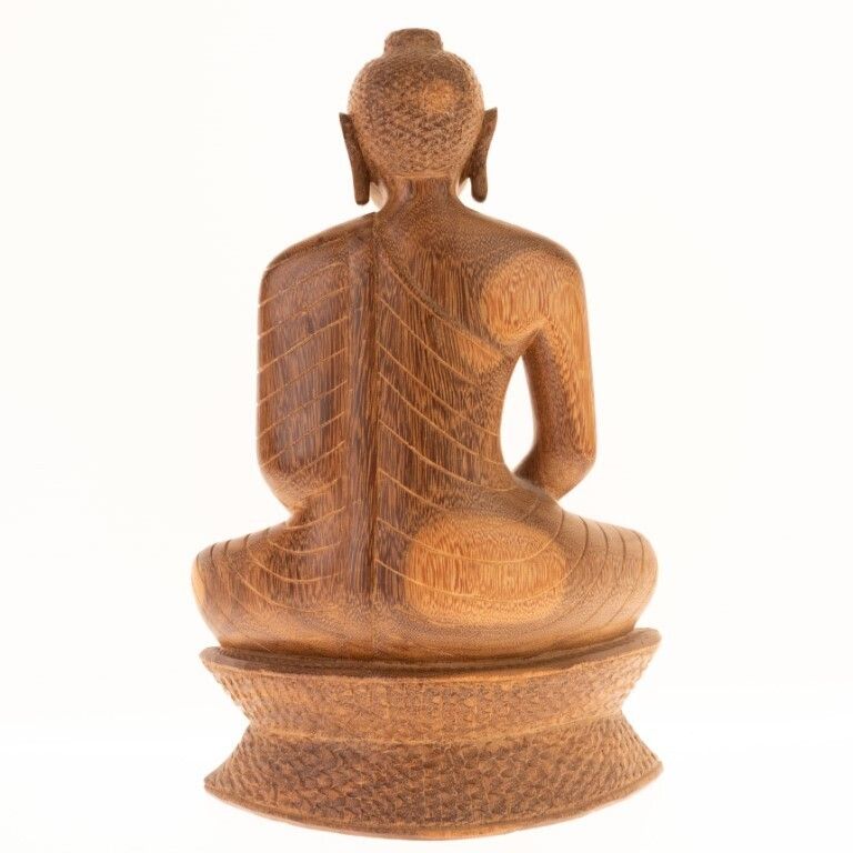 Hand Carved Wooden Temple Statue Of Seated Buddha photo furniture