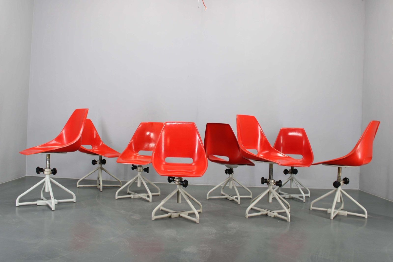 1960s Miroslav Navratil Set Of Eight Fiberglass Chairs For Vertex, Czechoslovaki photo furniture