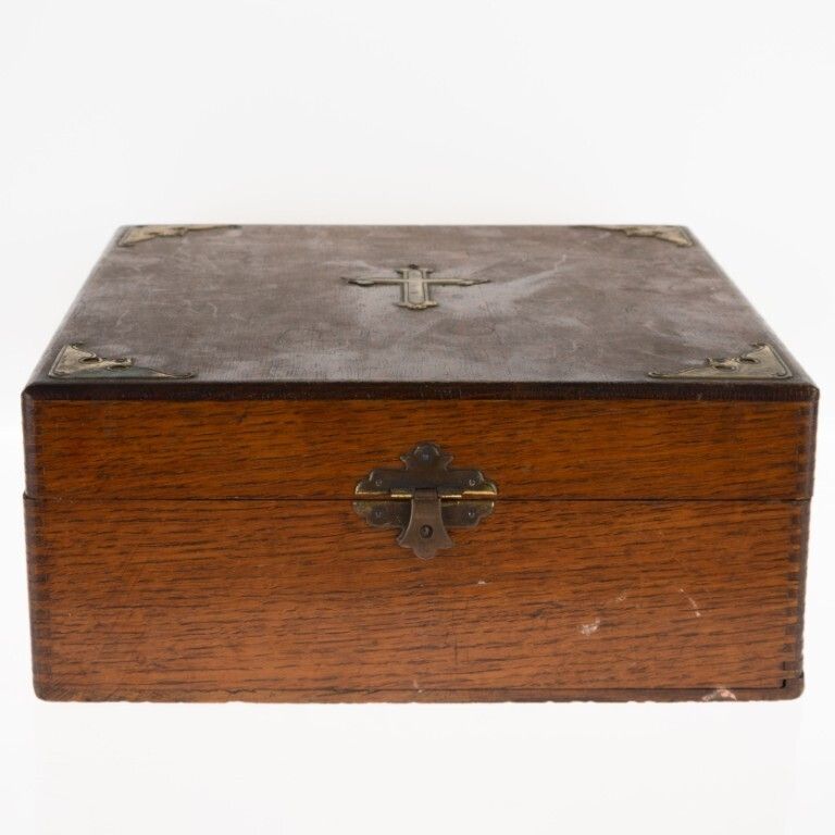 Antique Victorian Catholic Sick Call Exorcism Kit Box photo for sale
