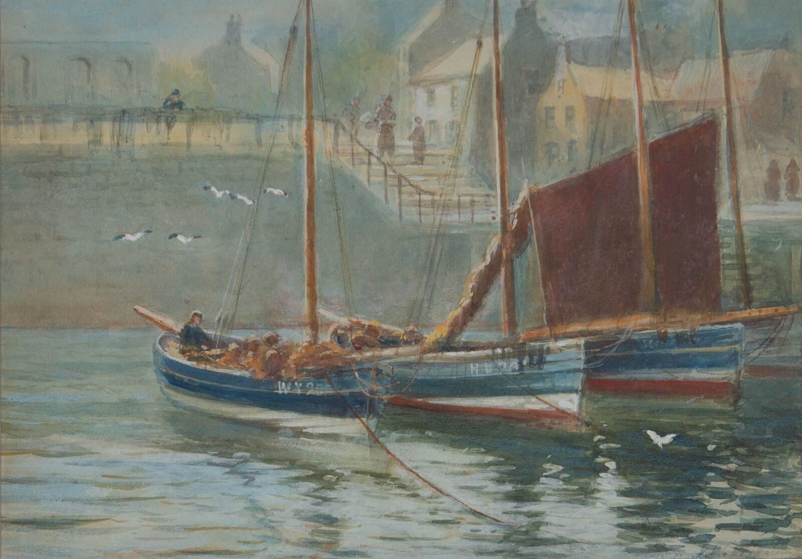 John Wynne Williams (B.1906)   Mid 20th Century Watercolour, A Whitby Coble photo furniture