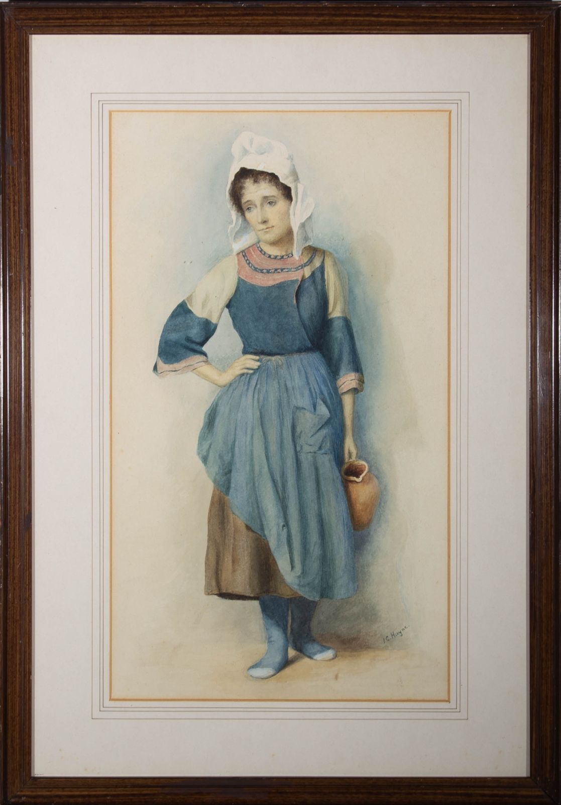 J. C. Hayne   Early 20th Century Watercolour, The Milkmaid