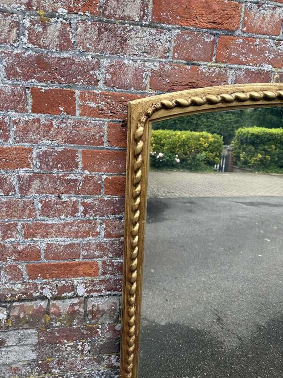 A Fabulous Large Antique English 19th C Shaped Top Beaded Framed Gilt Overmantlel Mirror. photo for sale