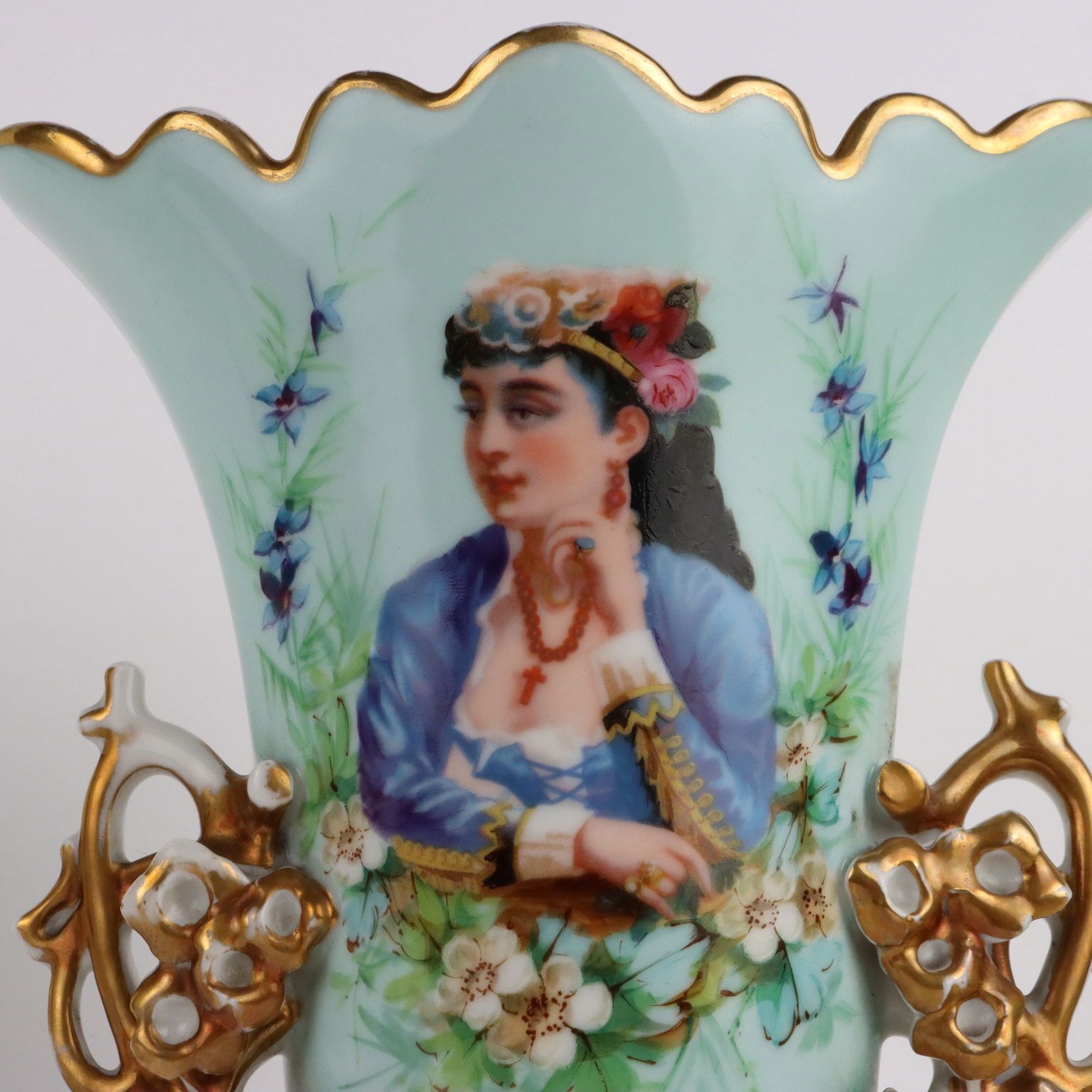 Pair Of Antique Vases For Bouquet Porcelain Europe XIX XX Century photo 190.0