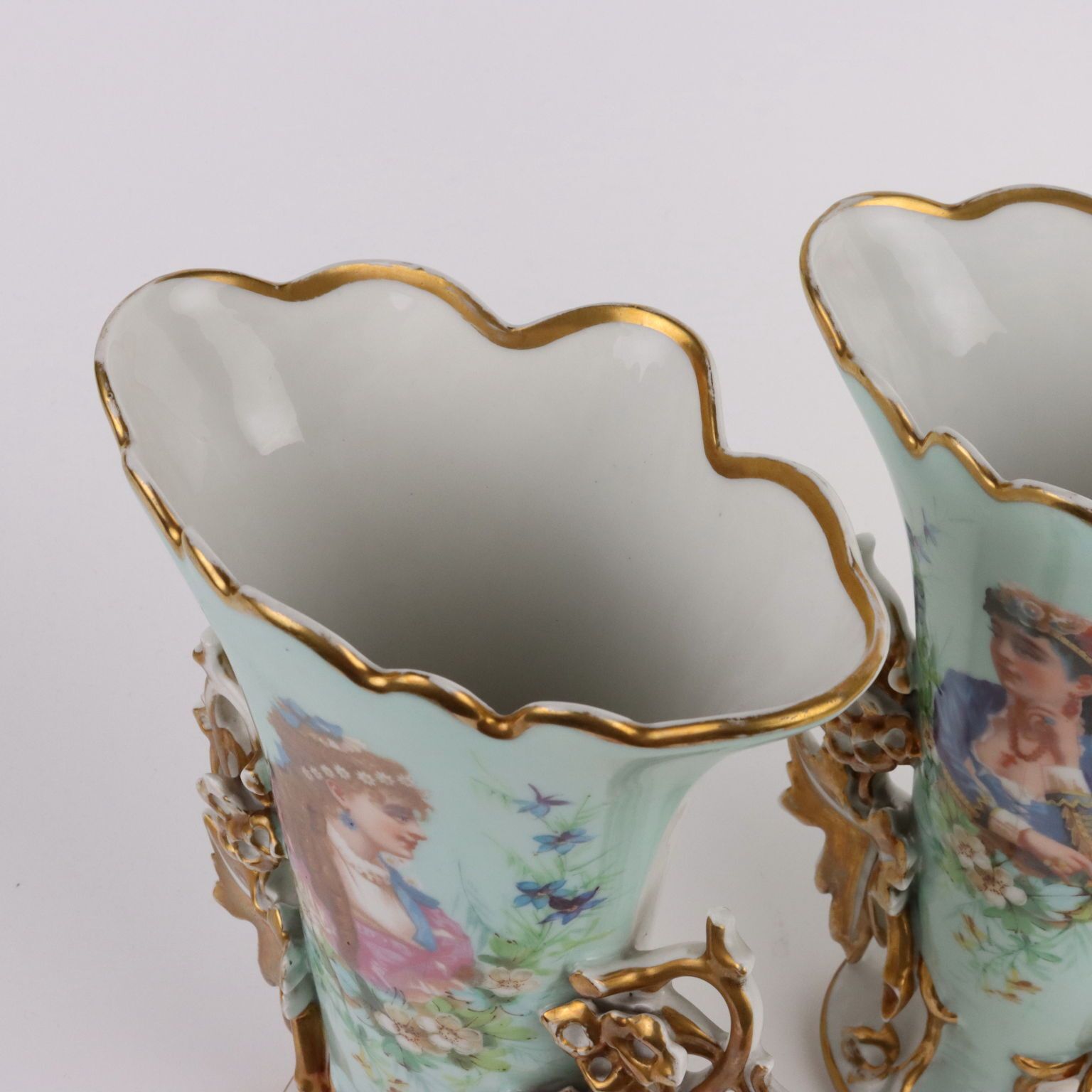 photo for sale Pair Of Antique Vases For Bouquet Porcelain Europe XIX XX Century