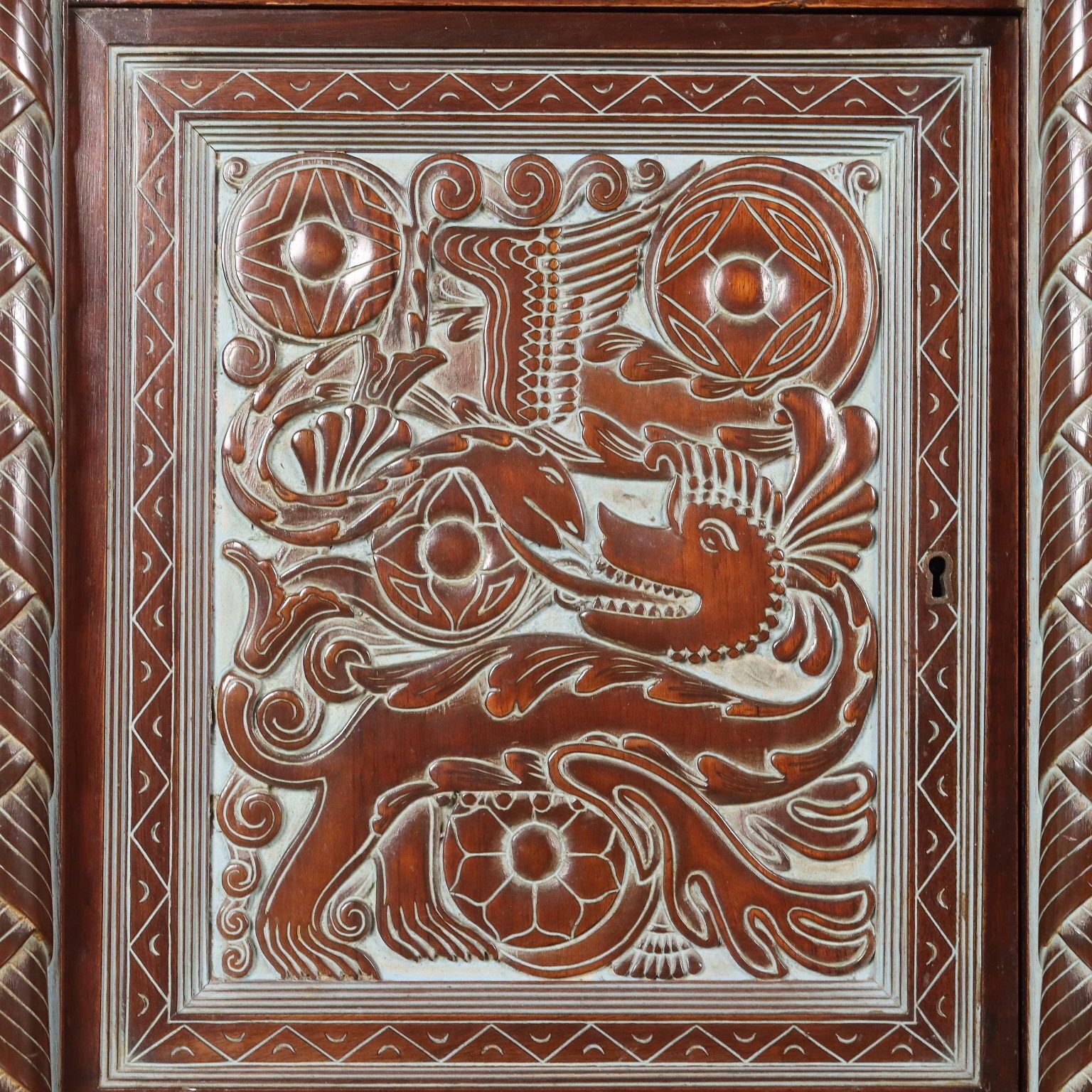 Antique Living Room Cabinet Ethnic Rino Galbiati XX Century photo vintage