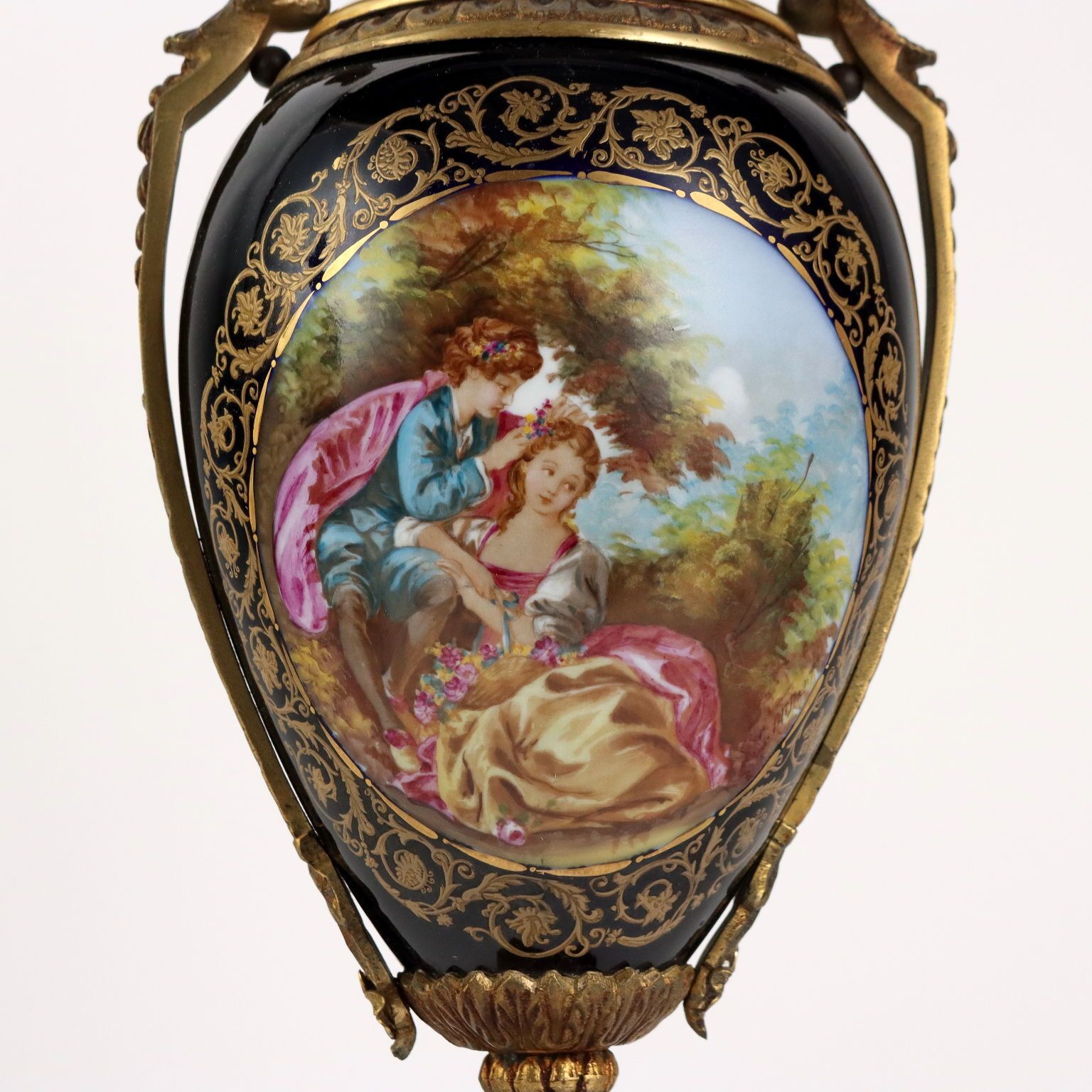 Antique Vases Bronze Porcelain Handmade France XX Century photo for sale
