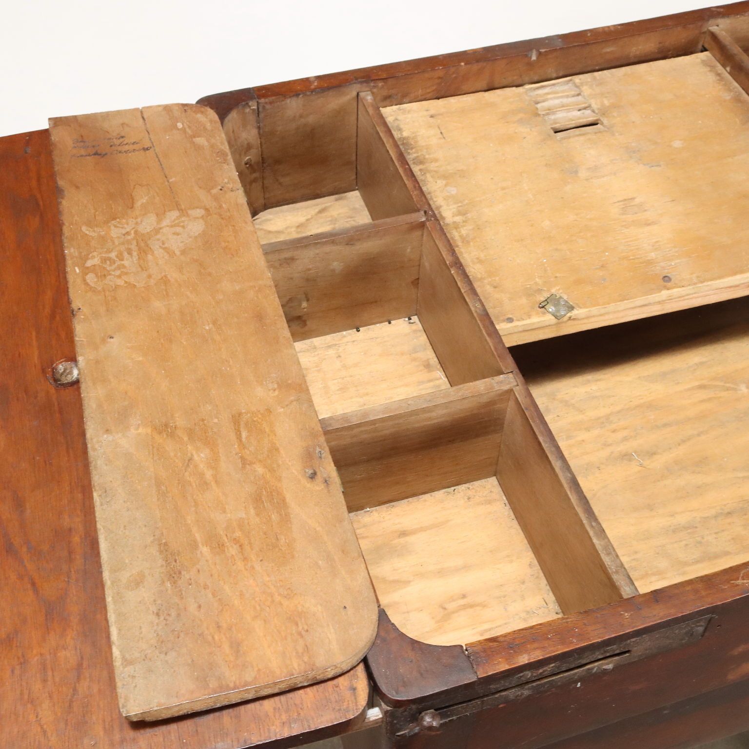 Antique Working Table Walnut Poplar Openable Top XIX Century photo Furniture