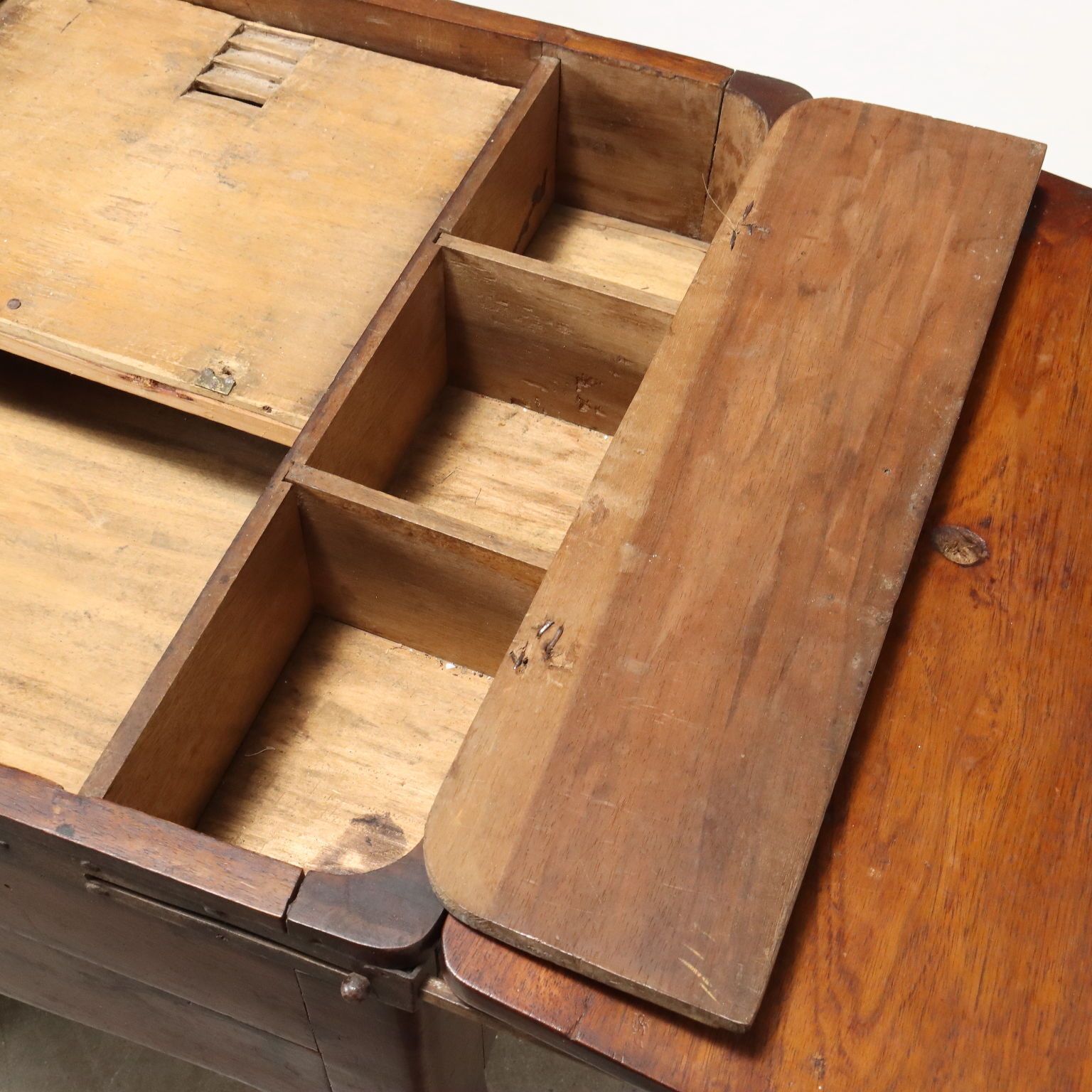Antique Working Table Walnut Poplar Openable Top XIX Century photo 620.0