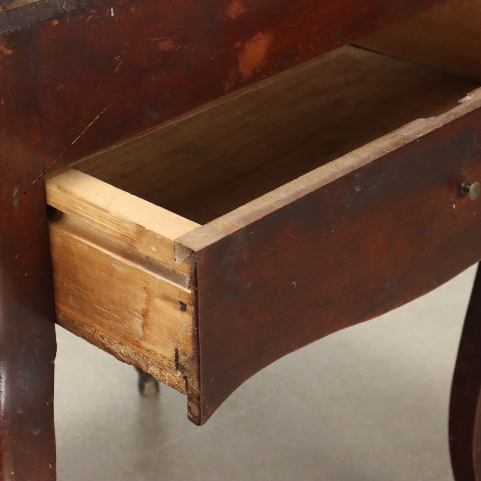 Antique Working Table Walnut Poplar Openable Top XIX Century photo vintage