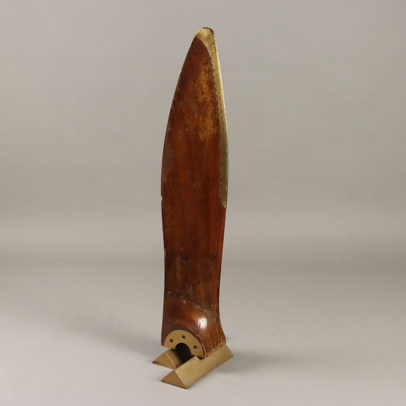 Antique Airplane Propeller Blade Wood Brass Serial No. XX Century photo Home Decor