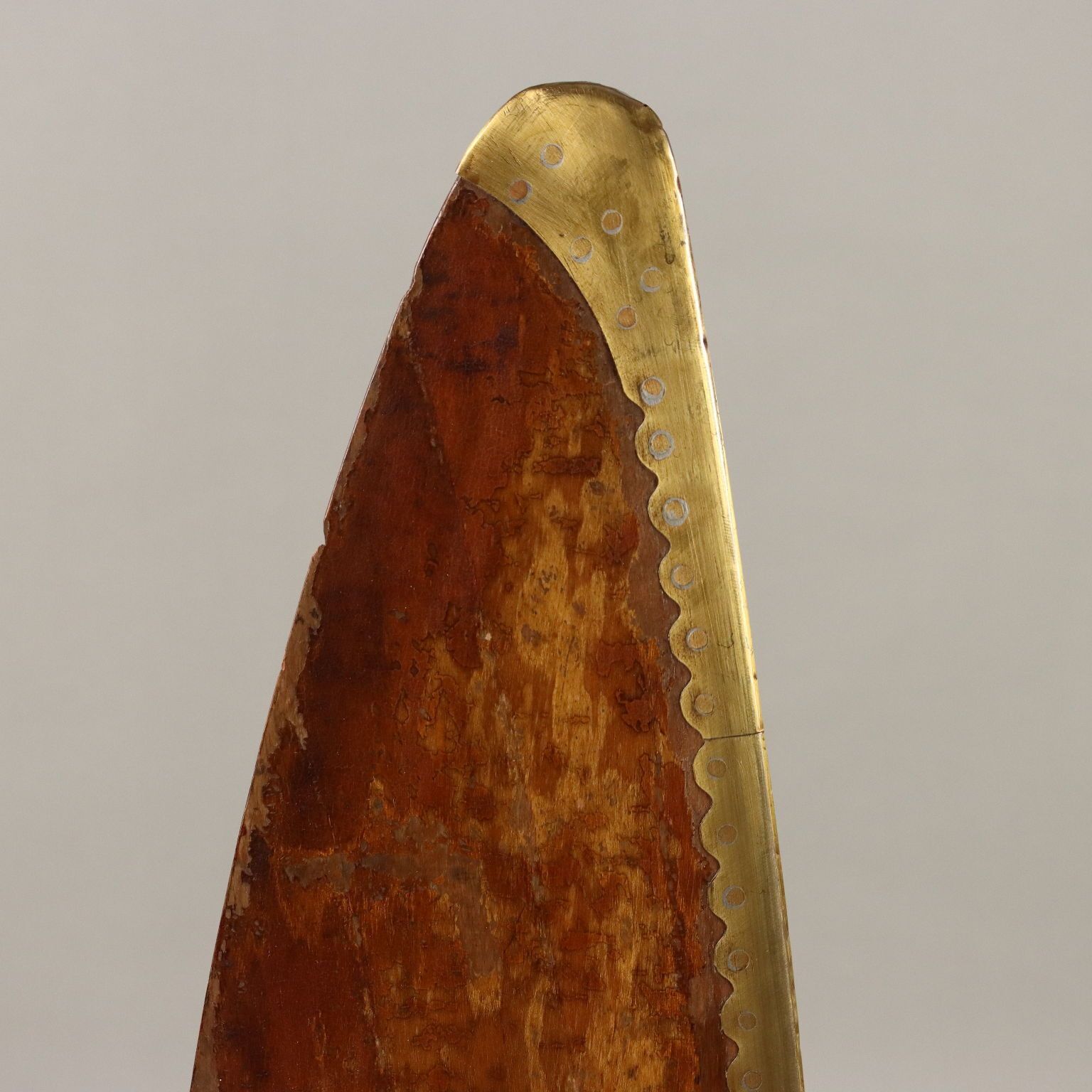 Antique Airplane Propeller Blade Wood Brass Serial No. XX Century photo 870.0