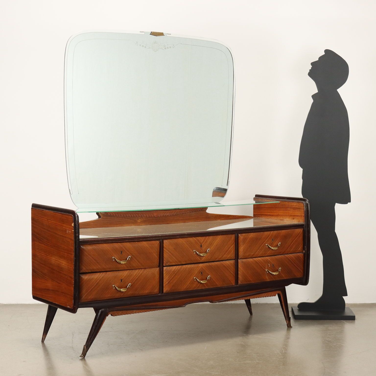 Vintage Chest Of Drawers Exotic Wood Veneer Glass Design Italy 1950s photo furniture