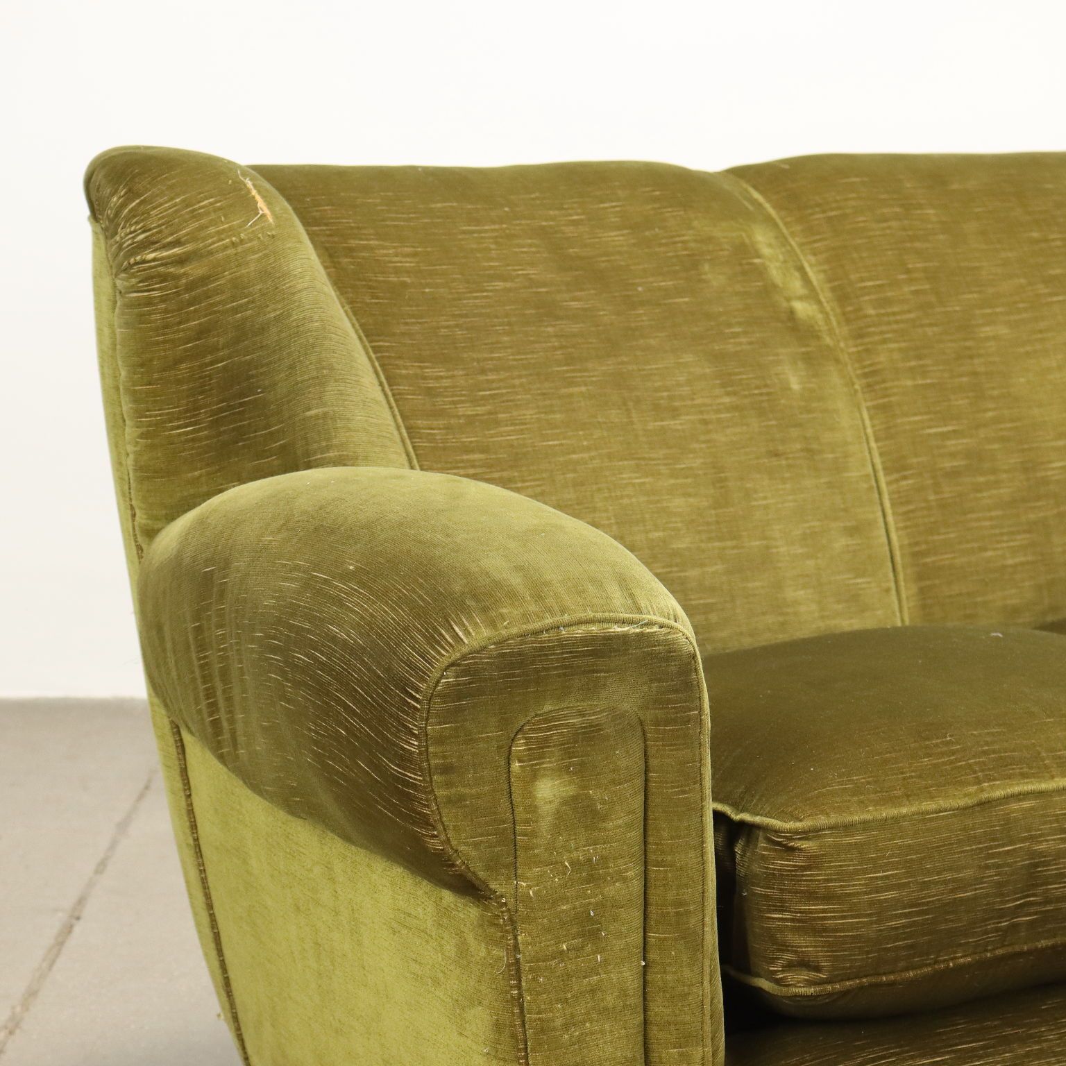 Vintage 3 Seater Sofa Velvet Spring Design Italy 1950s To Be Restored photo for sale