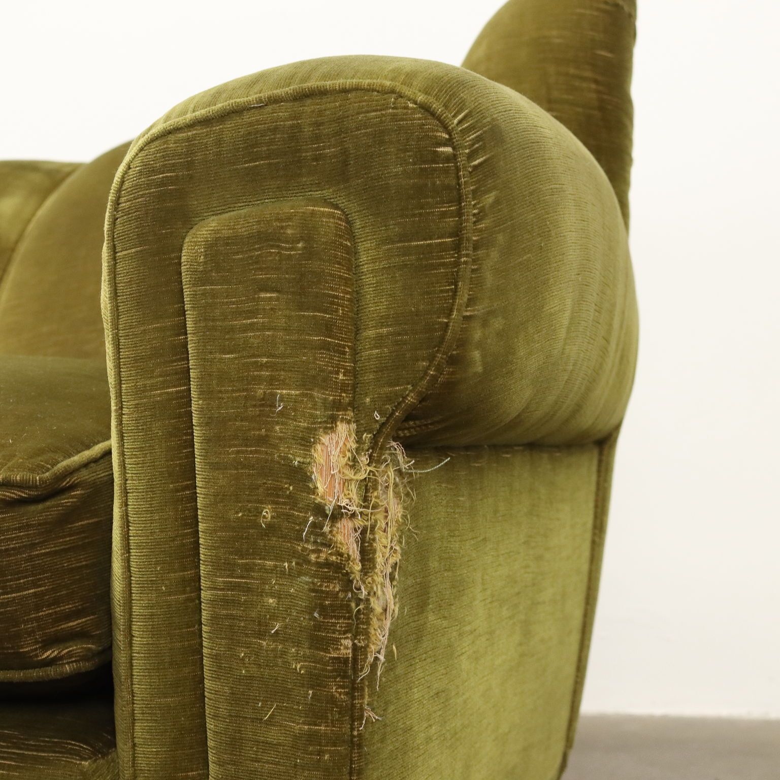Vintage 3 Seater Sofa Velvet Spring Design Italy 1950s To Be Restored photo Furniture
