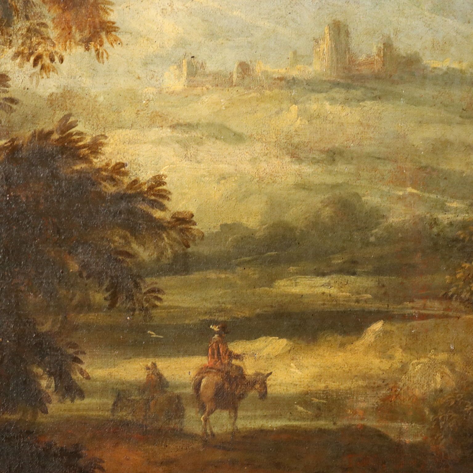 Antique Painting Landscape With Stream Mill XVIII Century photo 6770.0