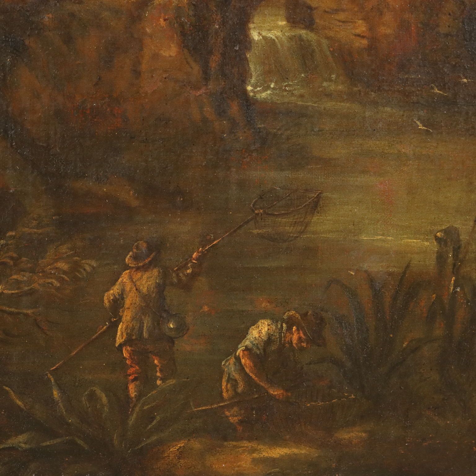 Antique Painting Landscape With Stream Mill XVIII Century photo vinterior