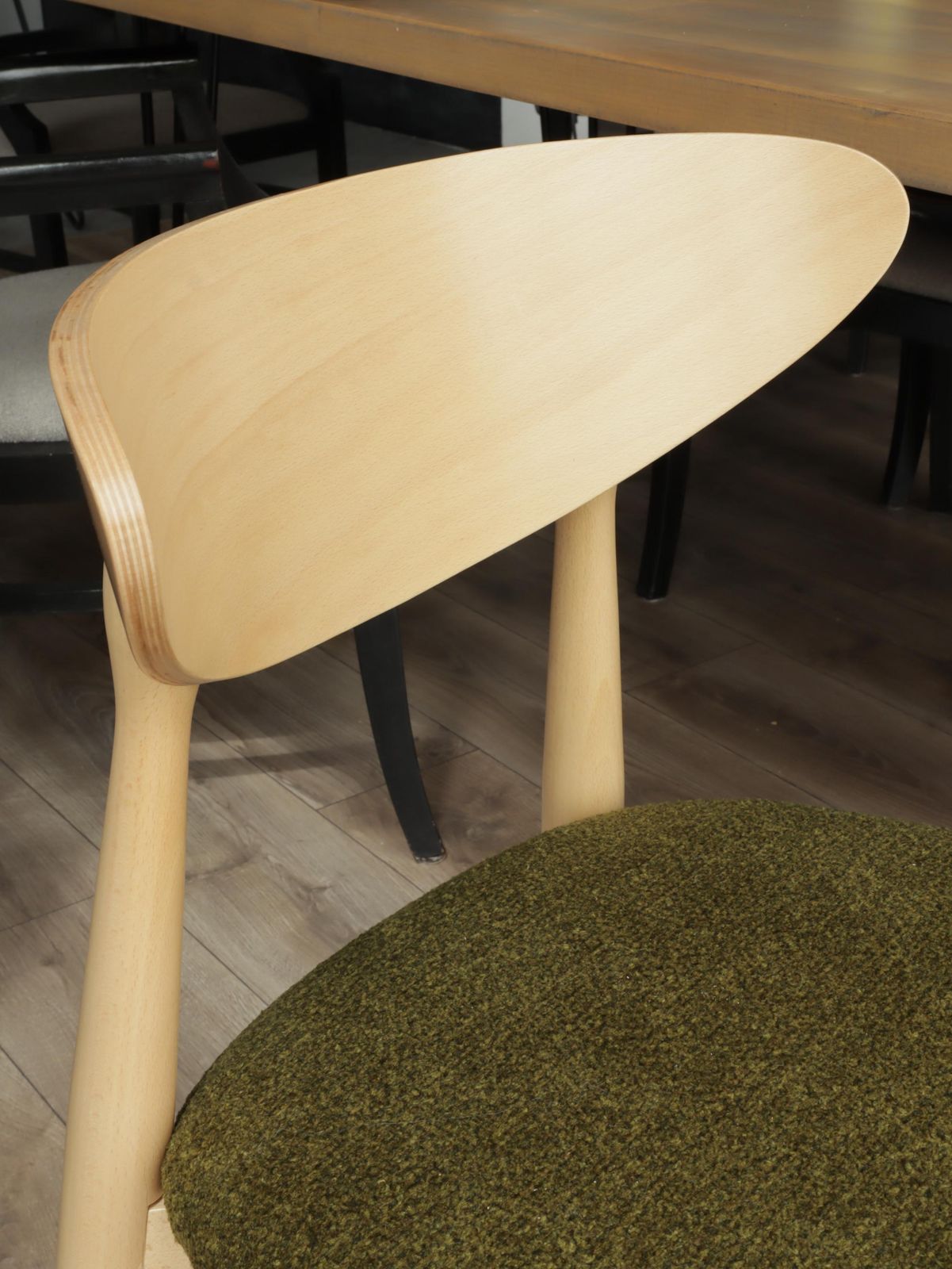 Natural Dining Chair With Green Upholstery, New Modern Design Stylized Vintage Project, Personalisation, Set Of 2/4/6/8/10/12 Chairs photo 179.0