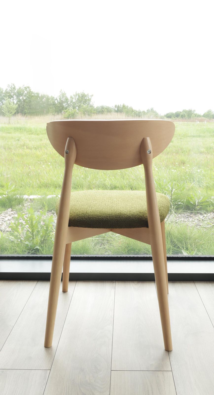 Natural Dining Chair With Green Upholstery, New Modern Design Stylized Vintage Project, Personalisation, Set Of 2/4/6/8/10/12 Chairs photo buy