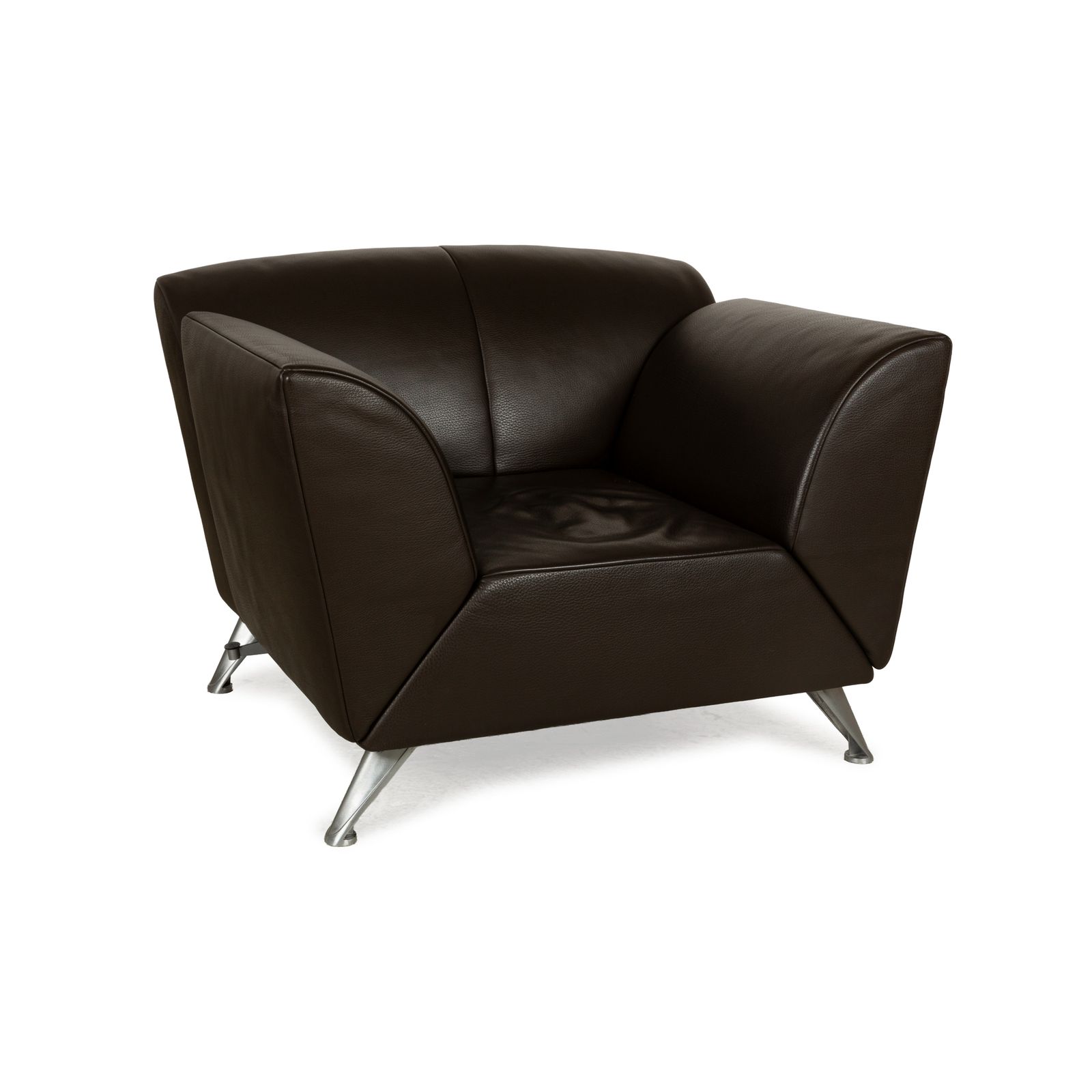 Fauteuil Jori Jr 8100 en cuir brun foncé, fonction manuelle photo for sale