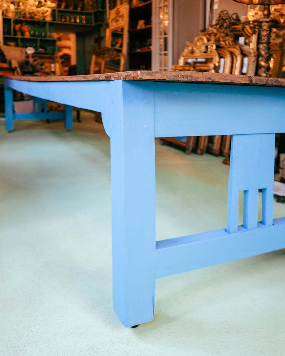 Zeer Lange Vintage Franse Houten Kloostertafel photo for sale