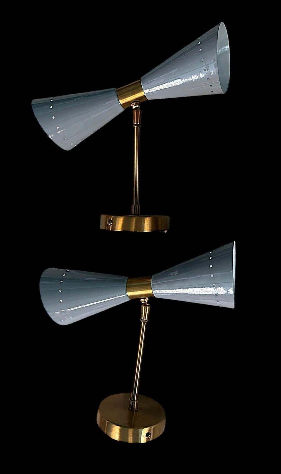 Stilnovo Style Pair Of Italian Wall Sconces In Painted Metal And Brass photo for sale