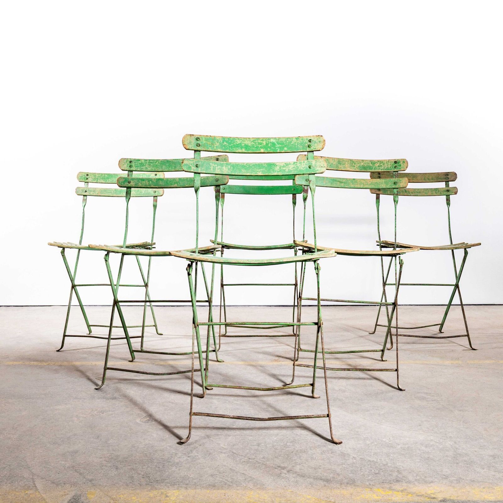 1950’s Slatted Green French Outdoor Folding Chairs – Good Quantity Available photo for sale