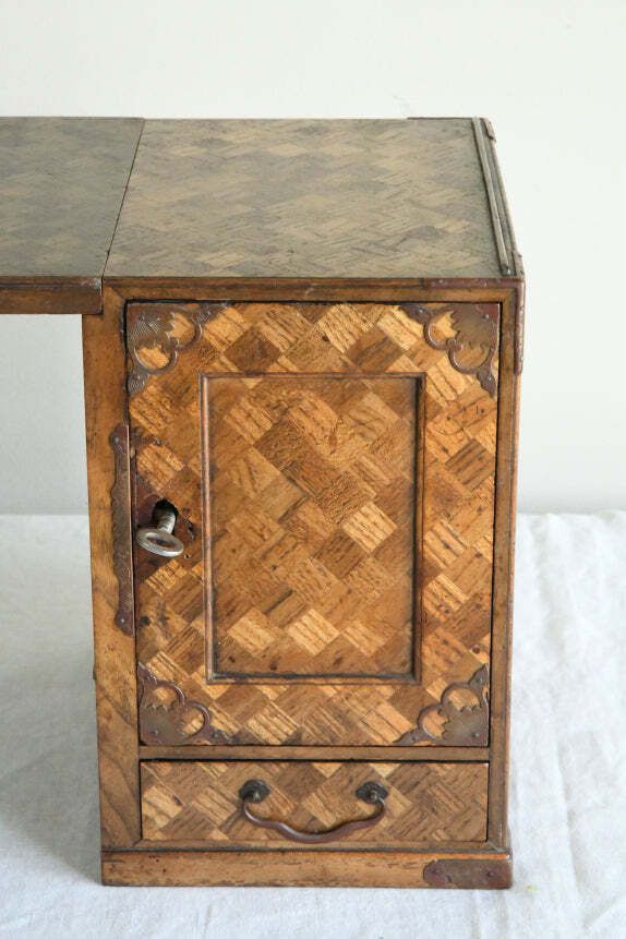 Antique Japanese Meiji Parquetry Scholars Box photo Furniture